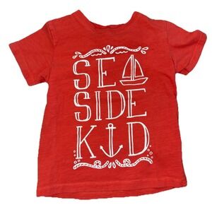 H & M Red Sea Side Kid T-Shirt Size 12-18 Months Nautical Summer Beach
